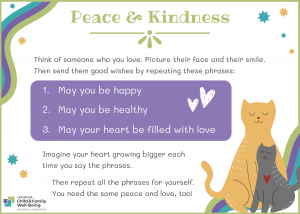 Image of script for the peace and kindness meditation for children. 